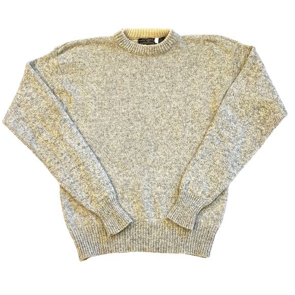 Vtg Eddie Bauer Sweater Mens Medium Tall (MT) Beige Wool Blend USA Made - Picture 1 of 11